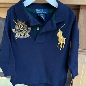 NWT Polo by Ralph Lauren Navy and Gold Kids Polo 12M